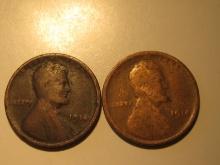 US Coins: 2x1914 Wheat Pennies