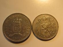 Foreign Coins: Netherlands 1967 & 1971 1 Guldens