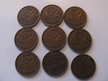 Foreign Coins: Canada WWII (1940,41,42,43,45),46,47&50 Cents