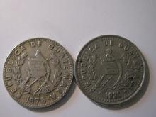 Foreign Coins: 1978 & 94 Guatmala 25 Centavoses