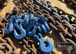 LARGE LOT OF MISC CHAINS, HOOKS & MISC