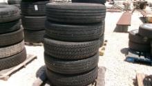 LOT OF TIRES,  (5) 295/75R 22.5 W/NO WHEELS, AS IS WHERE IS