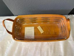 Vintage Longaberger Basket w/Liner and Leather Handles 1969