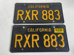 Pair of Matching California License Plates