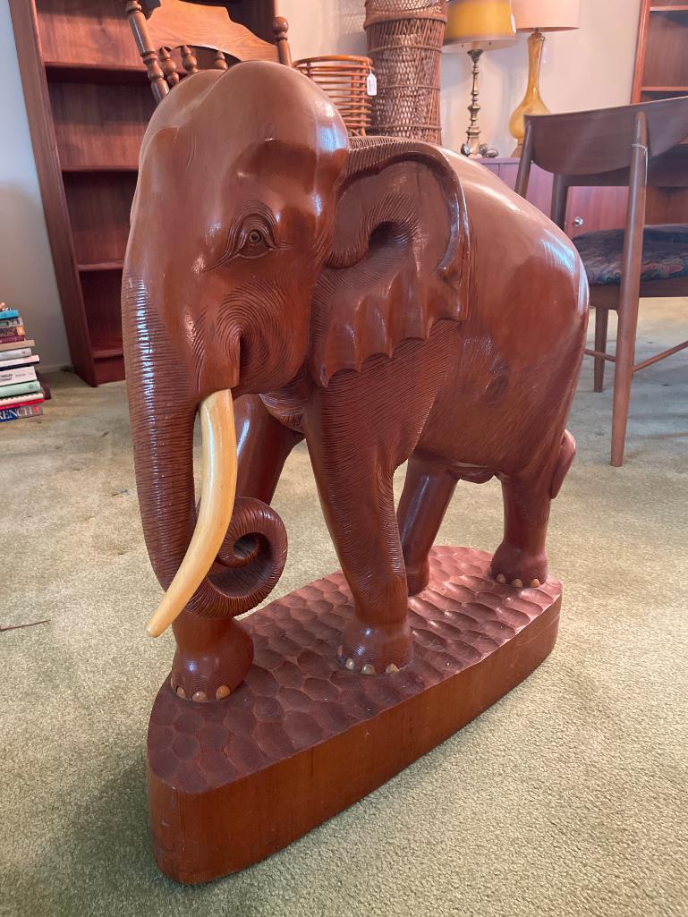 Large Wooden Carved Elephant