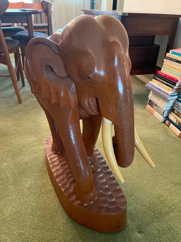 Large Wooden Carved Elephant