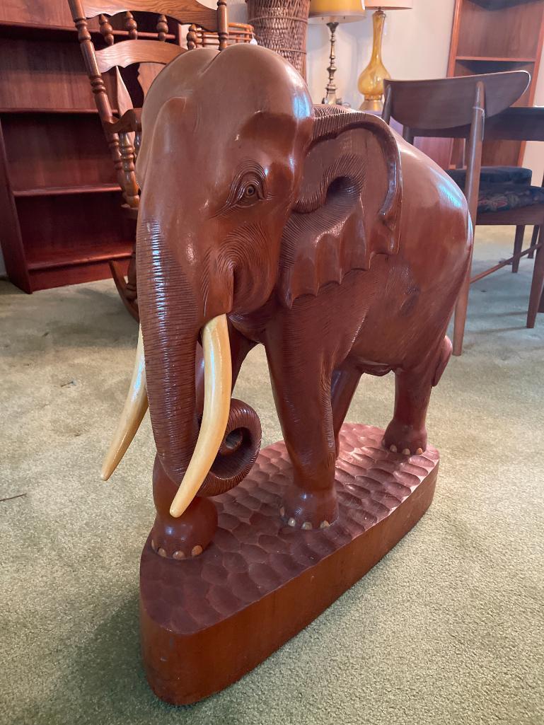 Large Wooden Carved Elephant