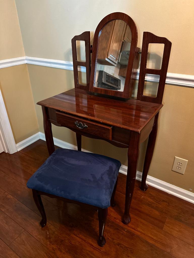 Small Fiberboard Vanity and Bench