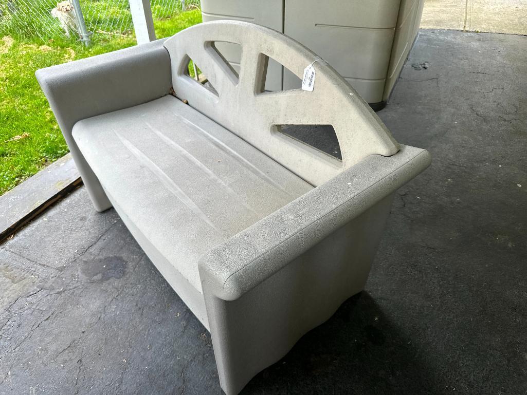 52" Wide Rubber Maid Plastic Seat with Storage Under Seat