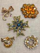 Five Vintage Brooches