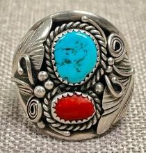 Men's Native American Sterling Silver Turquoise Ring