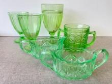 Group of 6 Uranium Glass Pieces