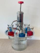 Vintage Chrome and Glass Liquor Caddy