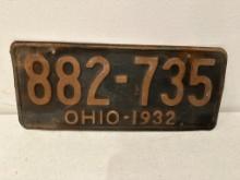 1932 Ohio License Plate, Condition as Pictured
