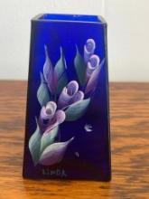 Hand Painted Small Glass Vase