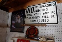 CORNER LOT INCLUDING NO TRESPASSING SIGN CAR CLEANING SUPPLIES FIRE DEPT TA