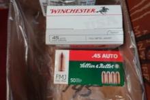 APPROX 100 ROUNDS WINCHESTER 45 AUTO 230 GR AND 50 ROUNDS LELLIER AND BELLO