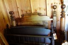 TWO ANTIQUE BEDS ONE FULL SIZE SPOOL BED AND FULL SIZE CANNON BALL BED