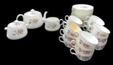 Minton Marlow Tea Pot, Creamer, Sugar, Tea Cups,