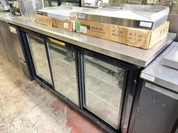 Avantco 73” 3 Sliding Glass Door Back Bar Cooler, Refrigerator