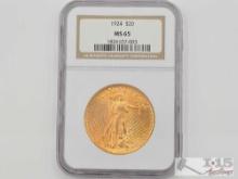 1924 $20 Saint Gaudens Double Eagle Gold Coin, 1oz