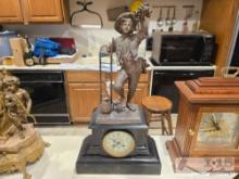 Vintage Cast Iron Statue Mantel Clock