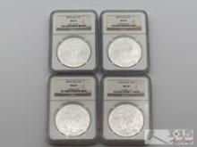 (4) 2004-2008 1oz Fine Silver Eagle Dollars