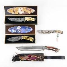 4 Native American Themed Hunting Knives