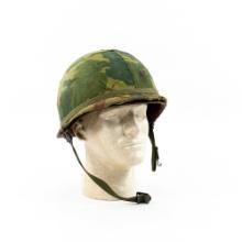 Late Vietnam War Era US M1 Helmet W/Camo Cover