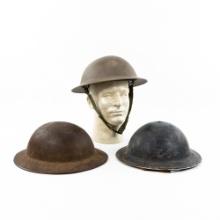 WWI WWII British Brodie Tommy Helmet Lot (3)