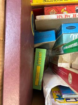 box of vintage games and puzzles
