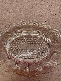 Bailey company Cleveland Ohio oval glass candy dish 8 inches long