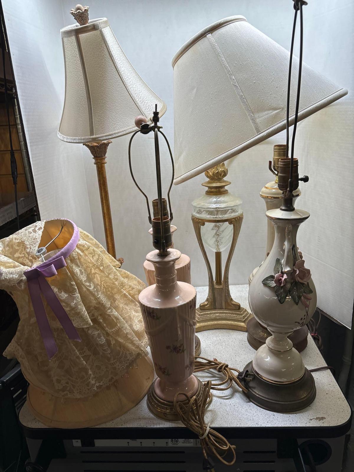 Collection of lamps and lampshades