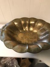 Antique Hammered Footed Brass Bowl
