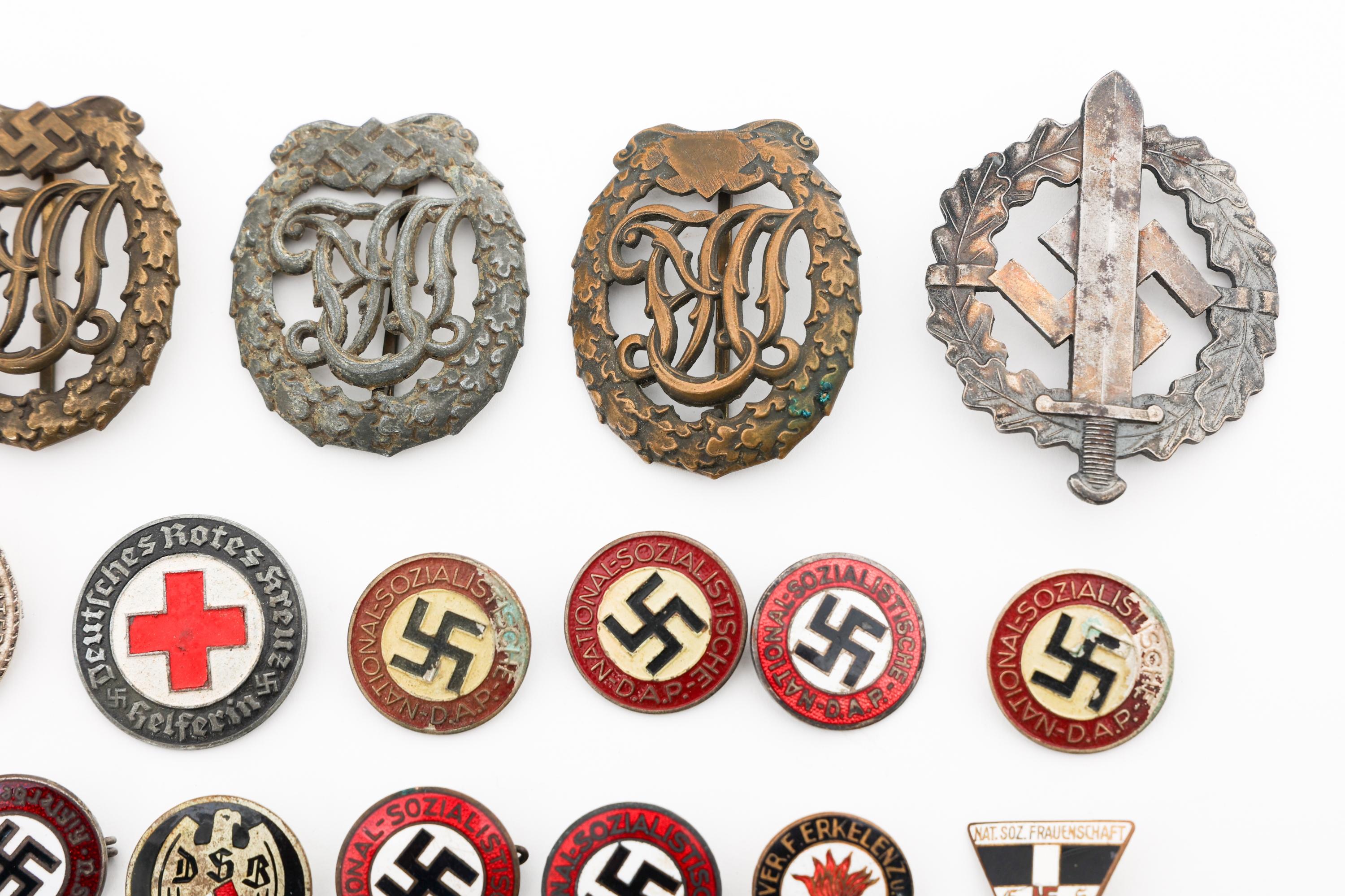 WWII GERMAN PINS, DRL, & SA SPORTS BADGES