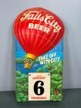 Vintage Falls City Beer Advertising Calendar Plastic Molded 1977