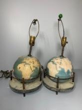 Pair of Vintage Earth Globe Lamps