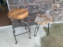 Two Contemporary Stools; One Industrial Look and One Live Edge Look