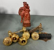 Brass Doorknobs, Iron Fire Trailer Toy, Cast Eagle and More