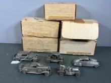 Collection of Five Danbury Mint Pewter Classic Cars With Original Boxes