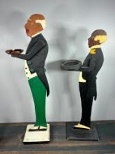 Two Wood Waiters Lobby Ashtray or Toothpick Bowls