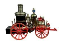 WACO Cast Iron Fire Fighting Steam Pump Horse Drawn Carriage