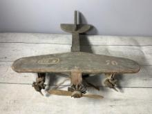 1920s Ford Tri-Motor Type Wood Carved Folk Art Airplane Toy