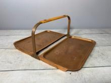 Chase Metal Works Art Deco Copper Folding Serving Tray with Bakelite Handle