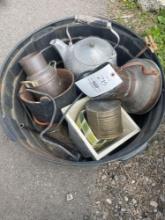 Tea pots, copper pots, etc.