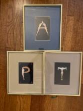 (3) Framed prints, lady figures as letters P A T