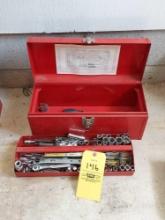 Metal Toolbox & Contents - KMC Sockets, Vice Grips, Wrenches, & more