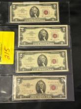 1953 & 1963 $2 Red Seal Notes (4)