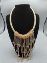 Champagne crystal waterfall style necklace