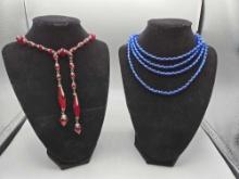 pair of vintage glass beaded necklaces
